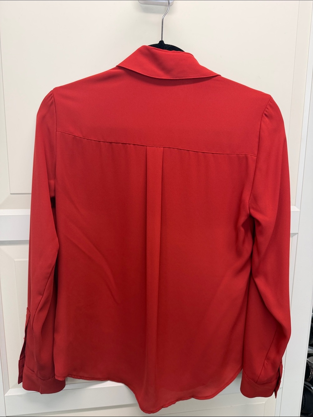 Express Red Button-Front Collared Blouse - Picture 3 of 3